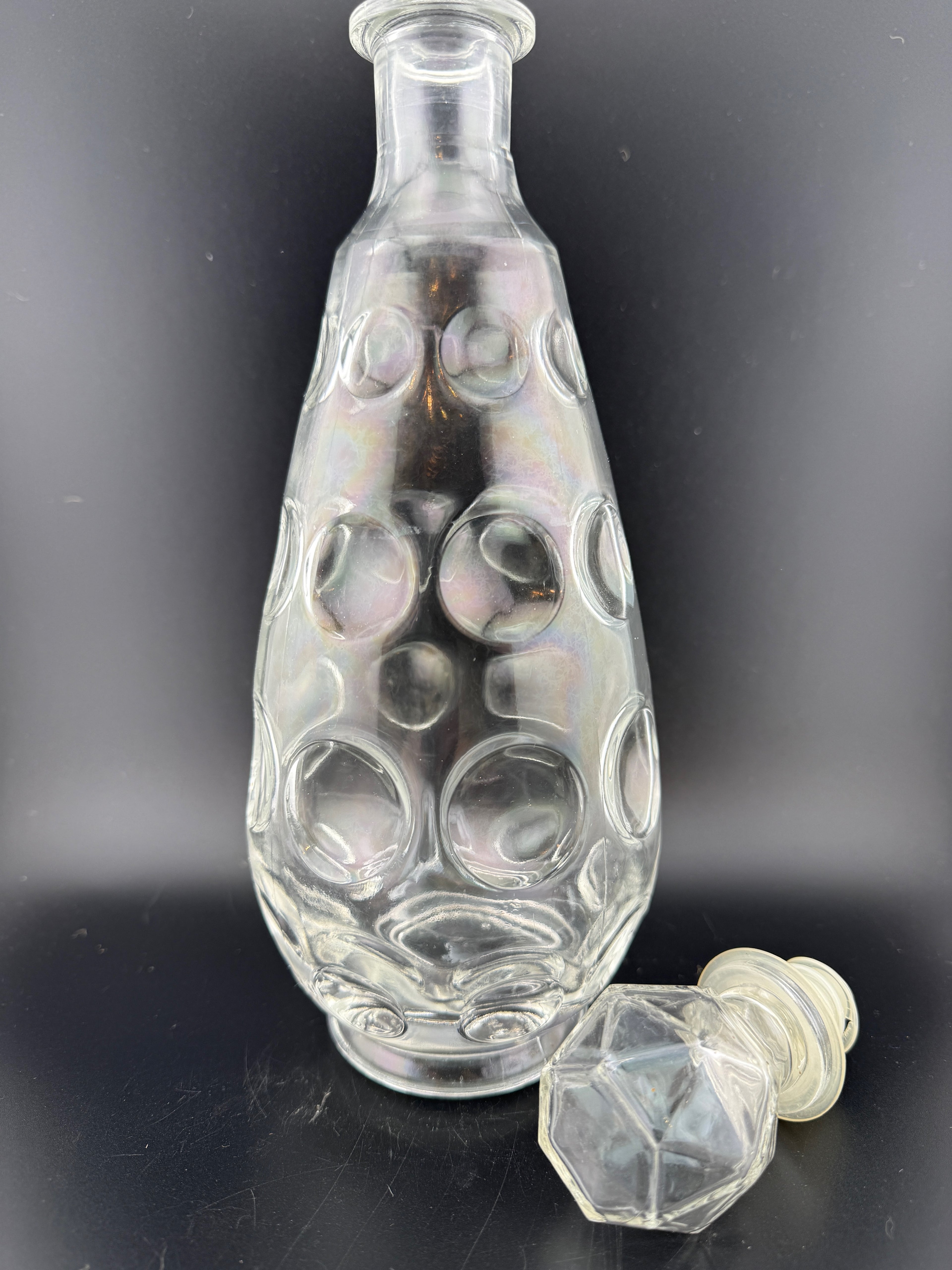 Italian Bubble Dot Glass Decanter with Stopper — 12"