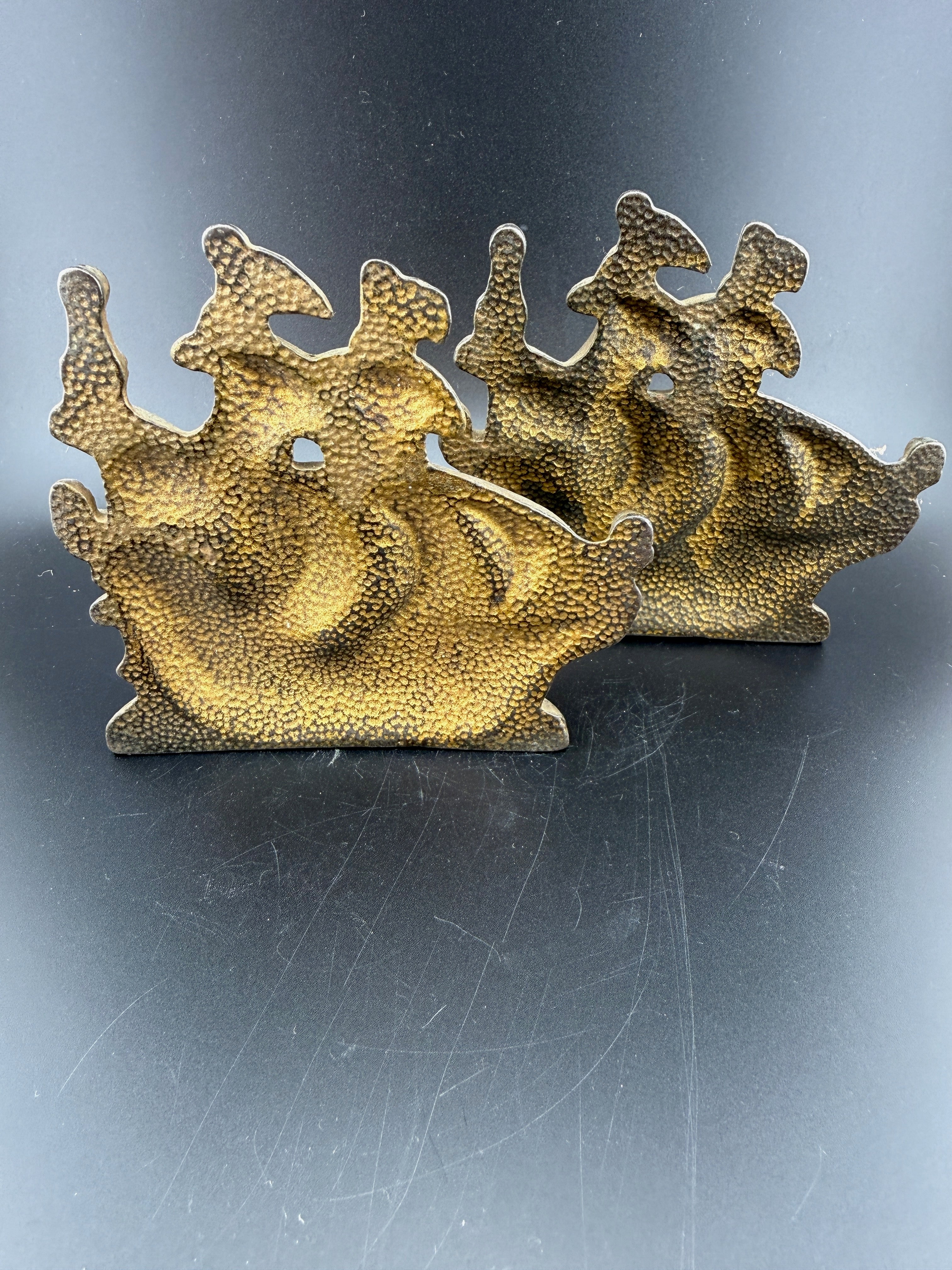 Pair of Cast Iron Galleon Sailing Ship Bookends — 4" wide x 4.25" tall