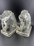 Pair of Federal Glass Art Deco Clear Glass Horse Head Bookends — 4.75" tall