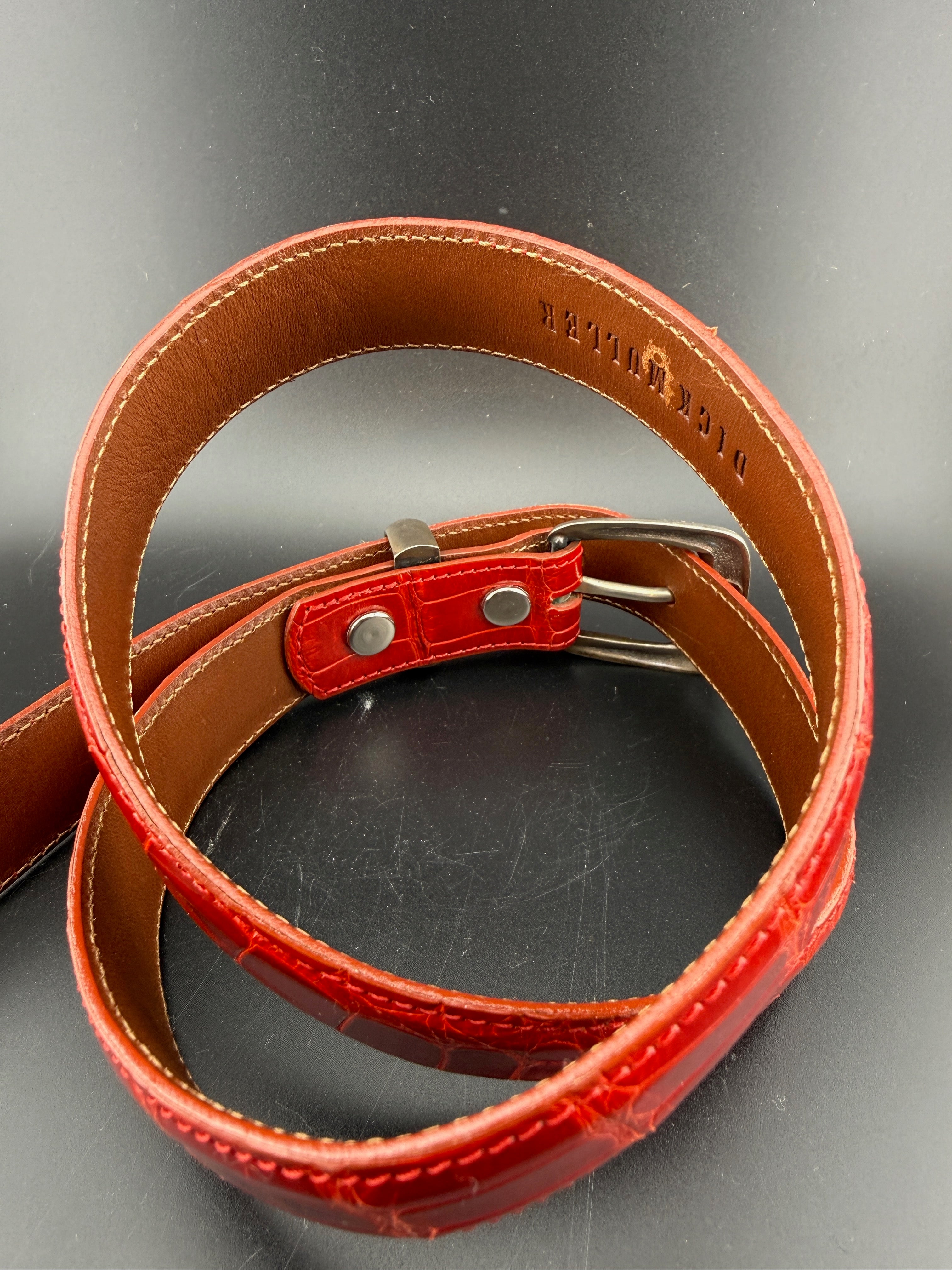 Dick Muller Genuine American Alligator Belt — Magnus Santa Fe .925 Sterling Silver Hardware — 36.5"
