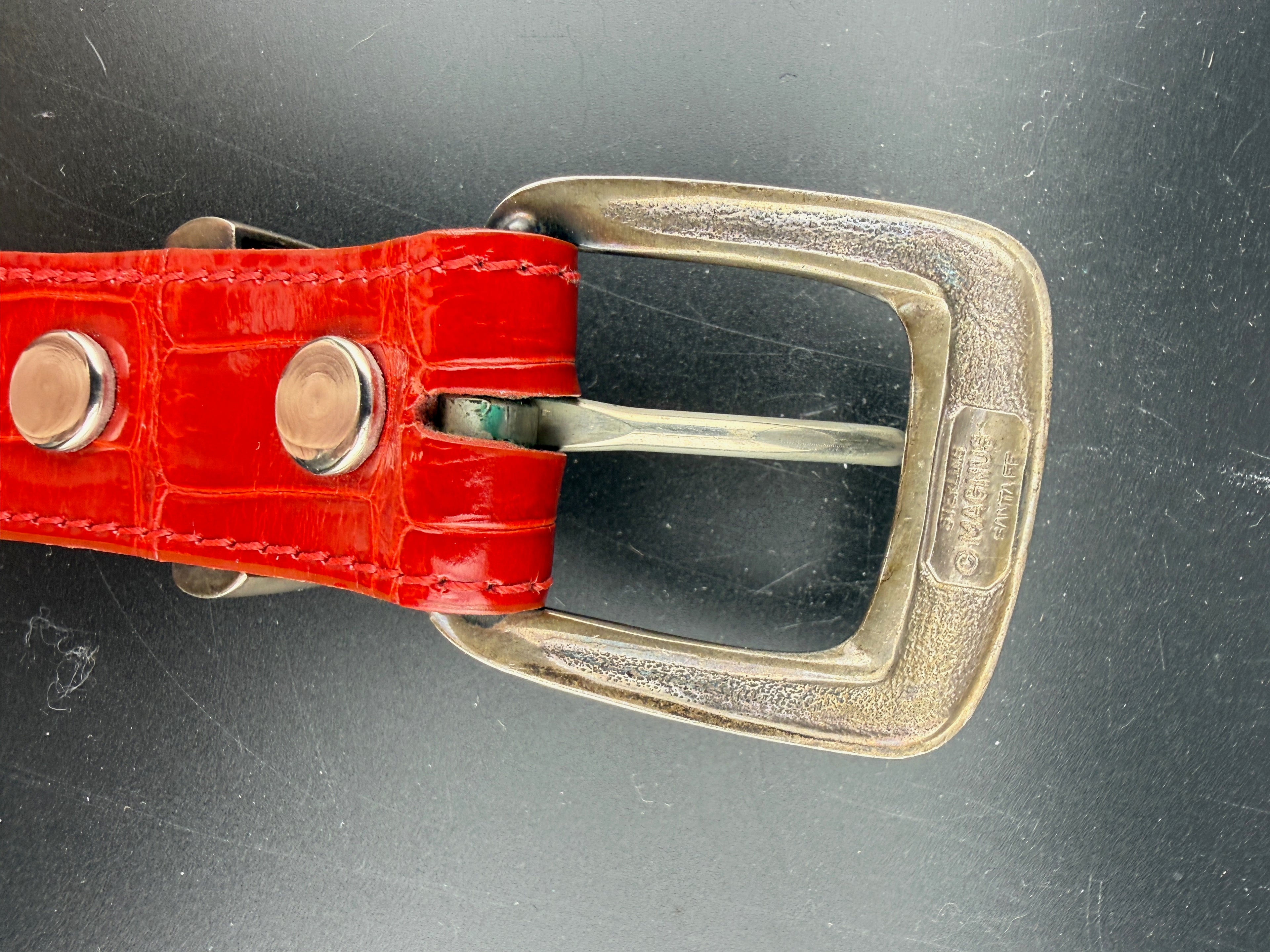 Dick Muller Genuine American Alligator Belt — Magnus Santa Fe .925 Sterling Silver Hardware — 36.5"
