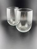 Pair of Vintage Clear Glass Stemless Wineglass/Tumblers — 4.25" Tall