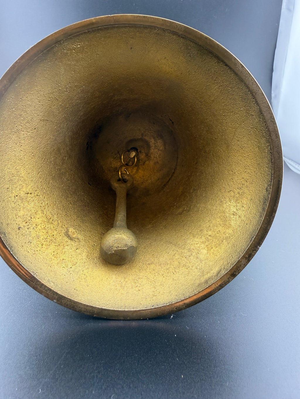 Vintage Brass School Bell with Turned Wood Handle – 10.5" Tall