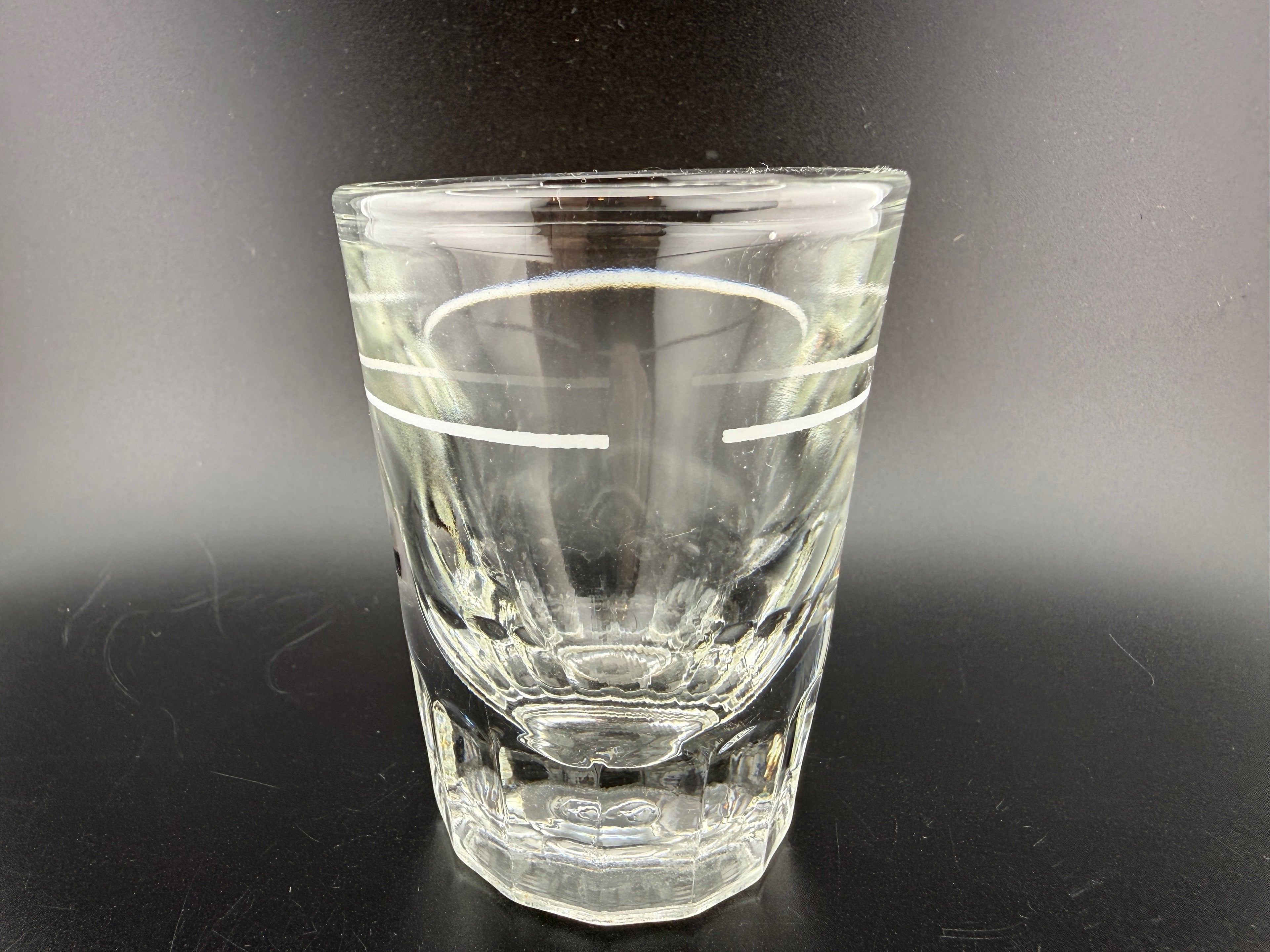 Anchor Hocking Etched Shot Glass — 2.75" — Block Base with Art Deco Etched Band