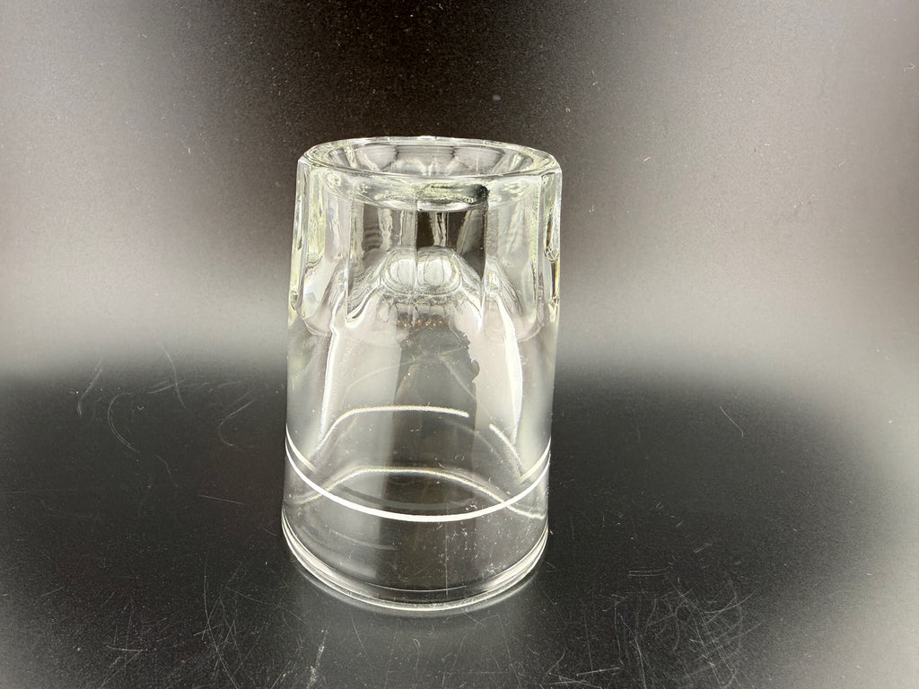 Libbey Etched Shot Glass — 2.75" — Art Deco Sunburst Base with Etched Band