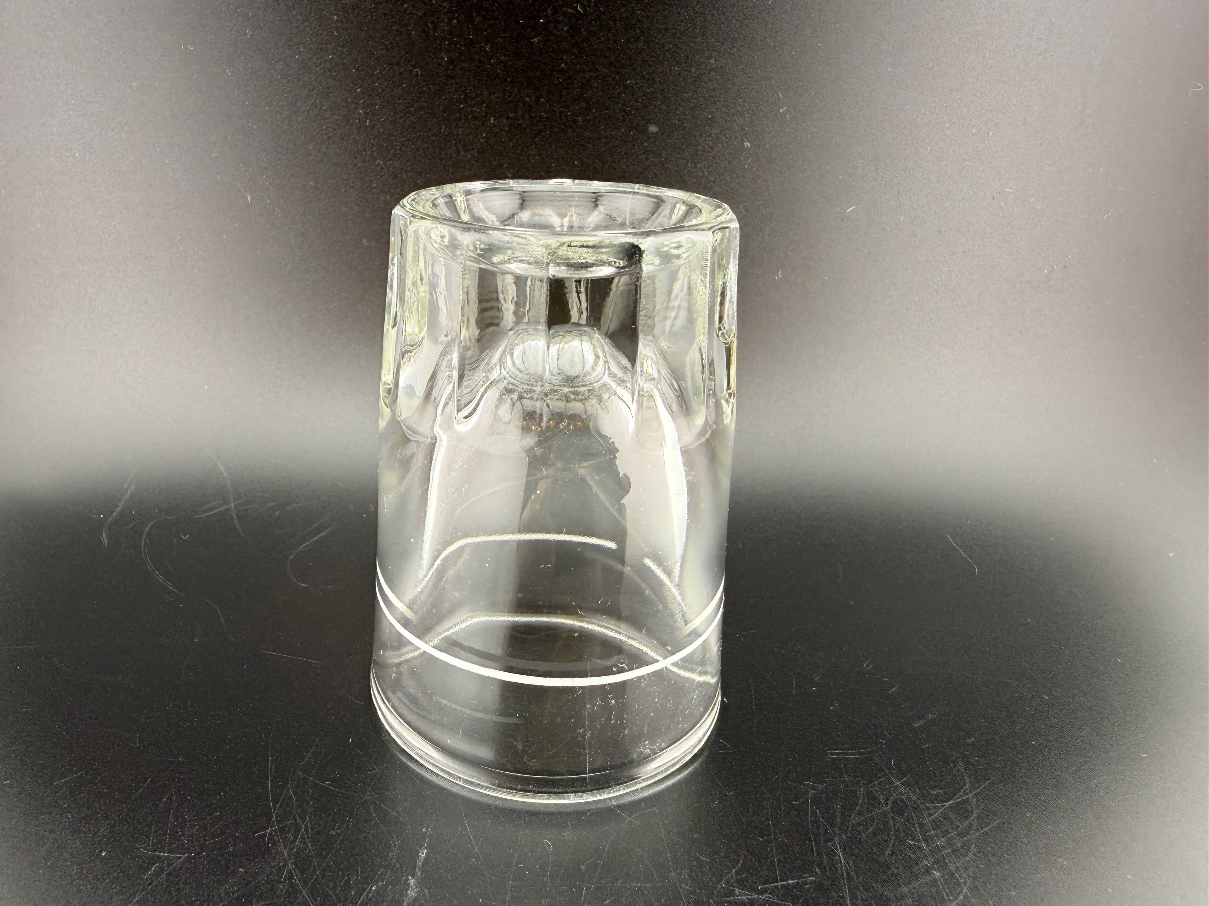 Libbey Etched Shot Glass — 2.75" — Art Deco Sunburst Base with Etched Band