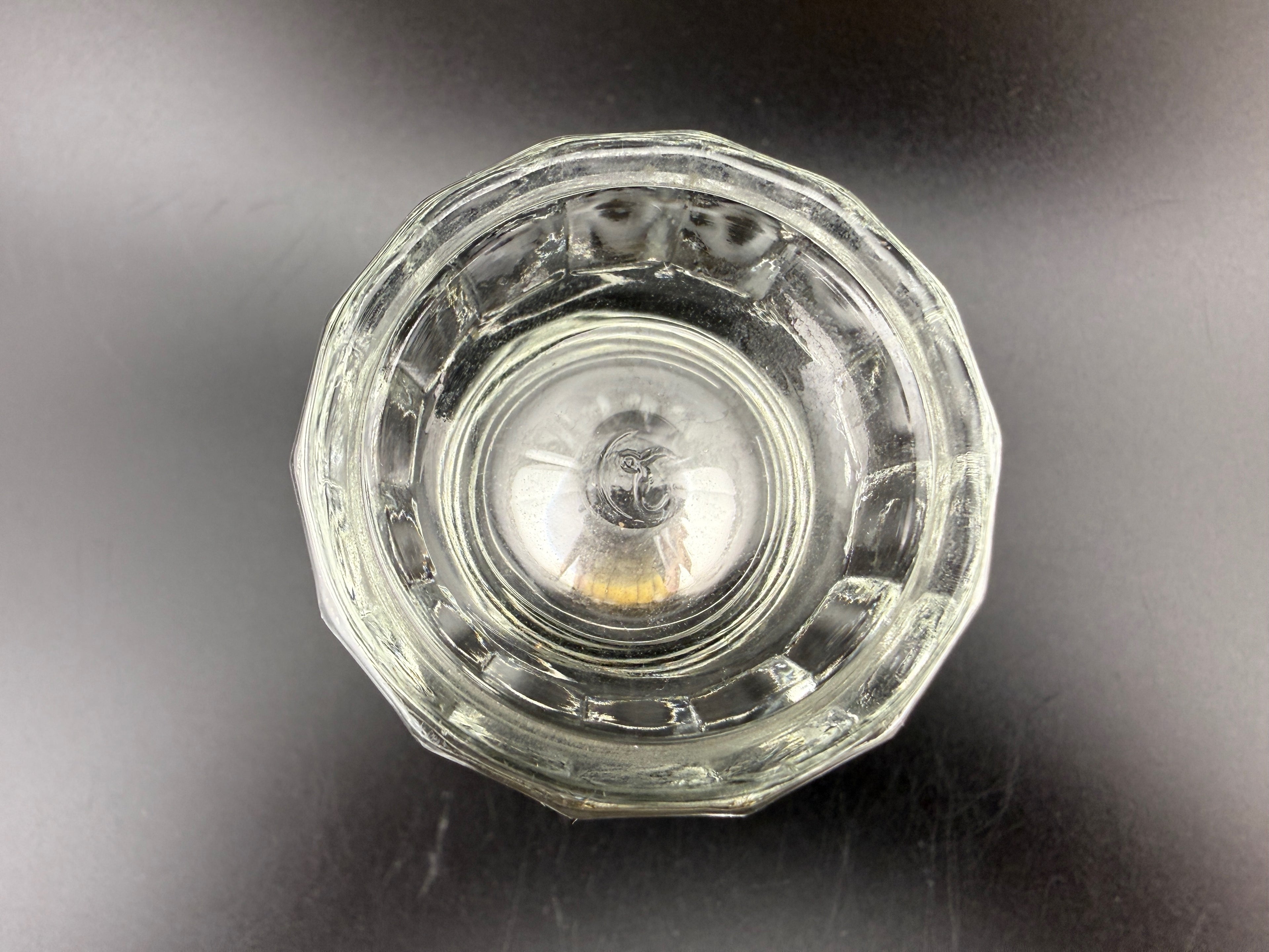 Libbey Etched Shot Glass — 2.75" — Art Deco Sunburst Base with Etched Band
