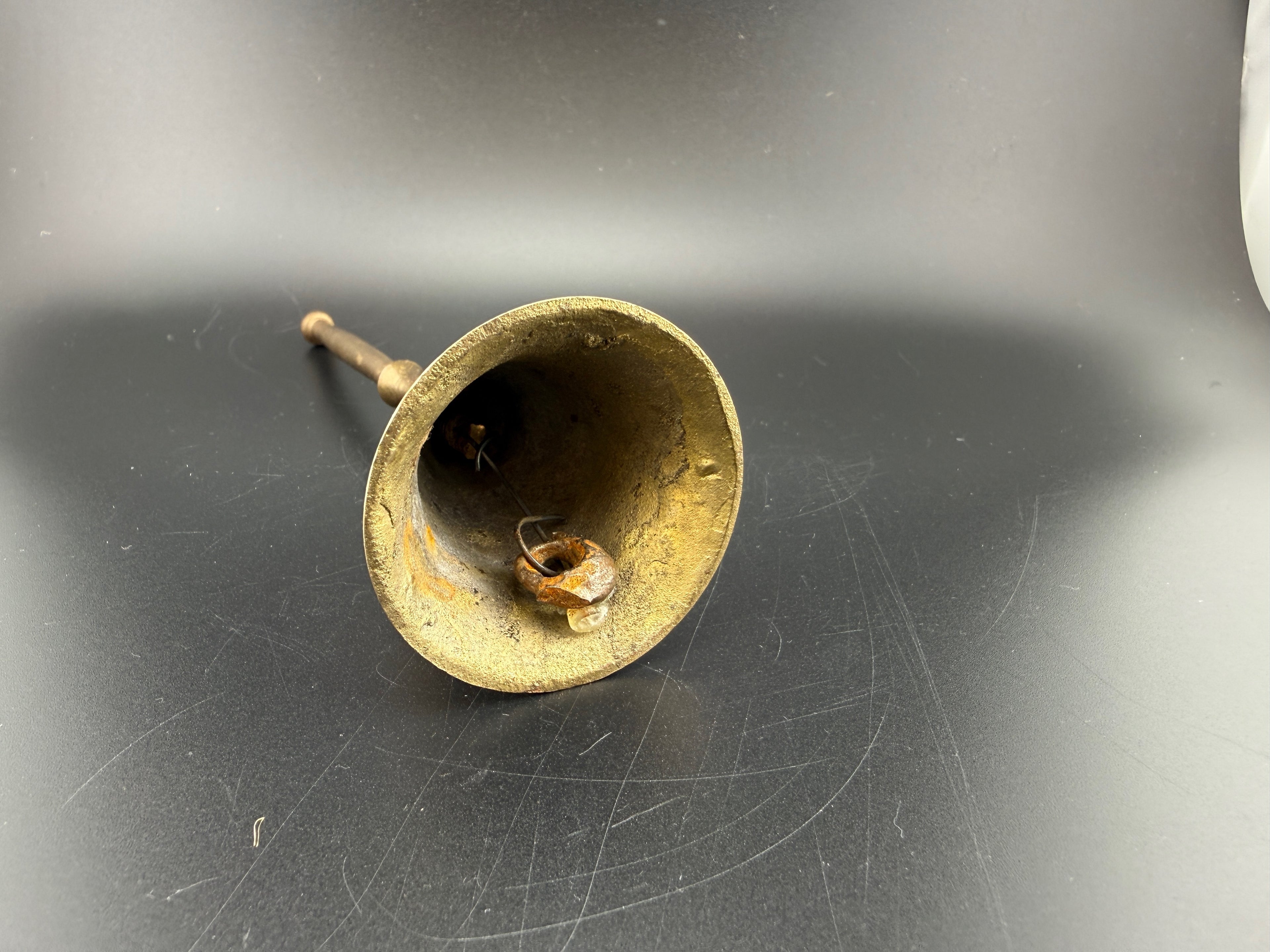 Vintage Brass Hand Bell – Long Handle, 5.75" Tall