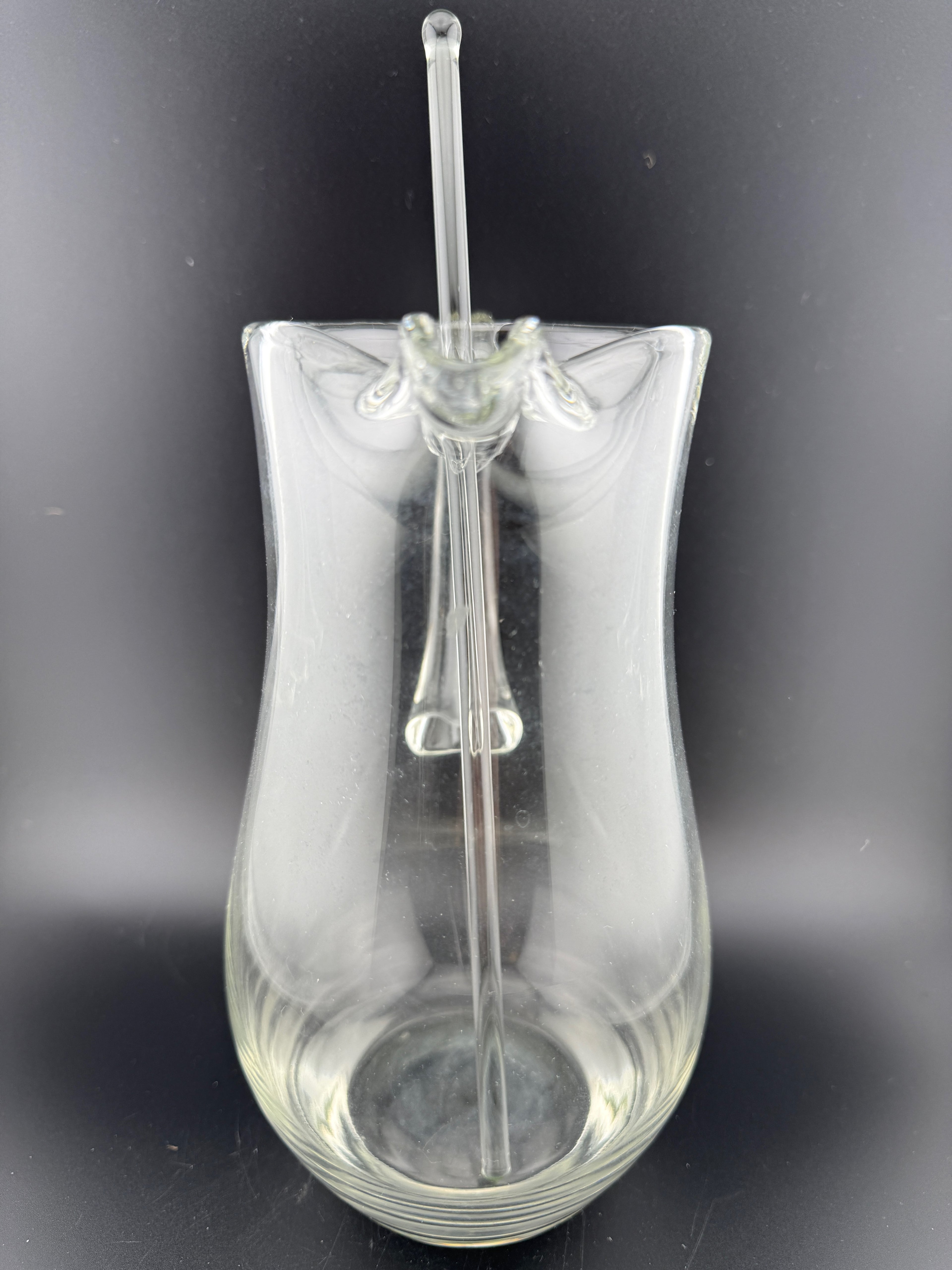 Vintage Clear Glass Cocktail Pitcher with Glass Stirrer — 7.75" Tall