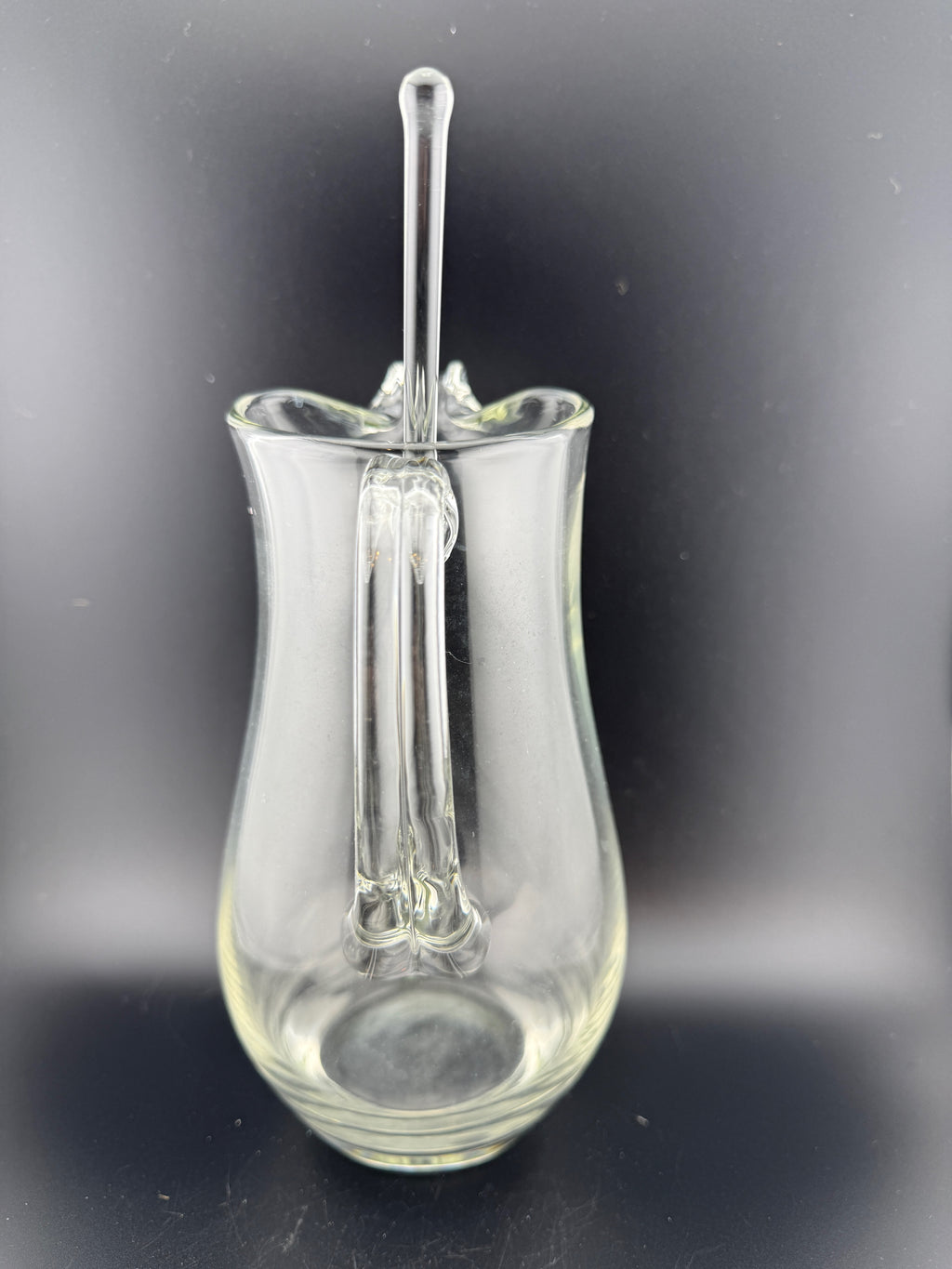 Vintage Clear Glass Cocktail Pitcher with Glass Stirrer — 7.75" Tall