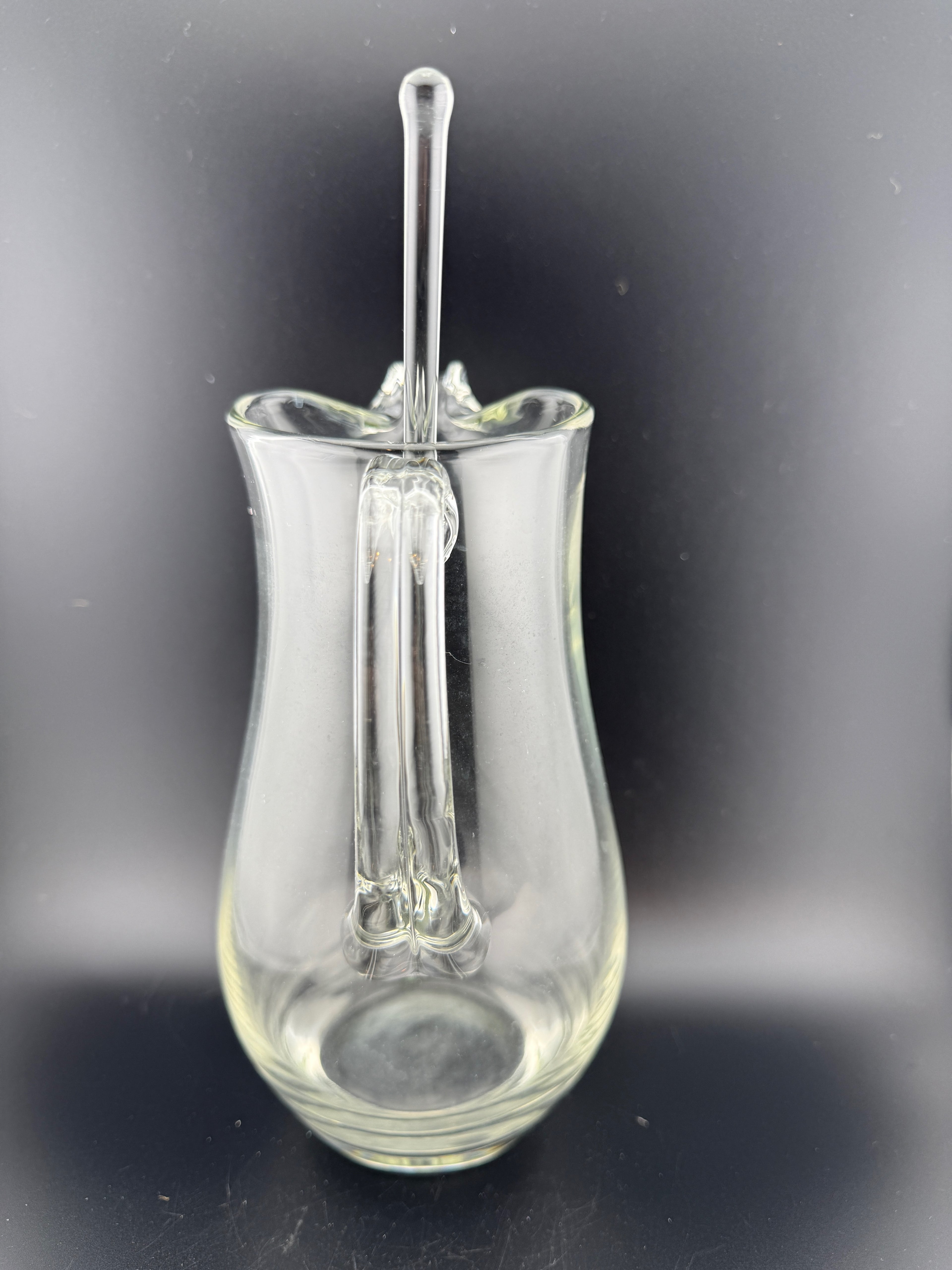 Vintage Clear Glass Cocktail Pitcher with Glass Stirrer — 7.75" Tall