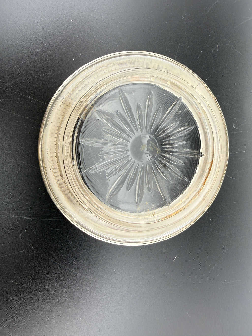 Frank M. Whiting Co. Sterling Silver & Cut Glass Wine Coaster — 3.5"