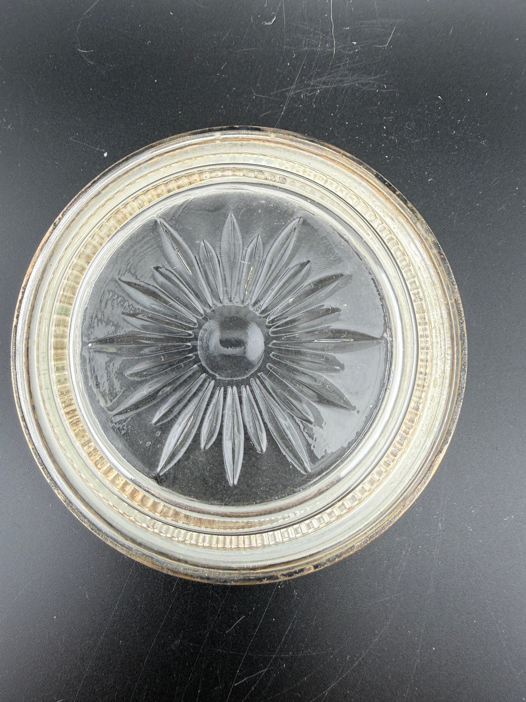 W & S Blackinton Silver Plate & Cut Glass Wine Coaster — 3.5"
