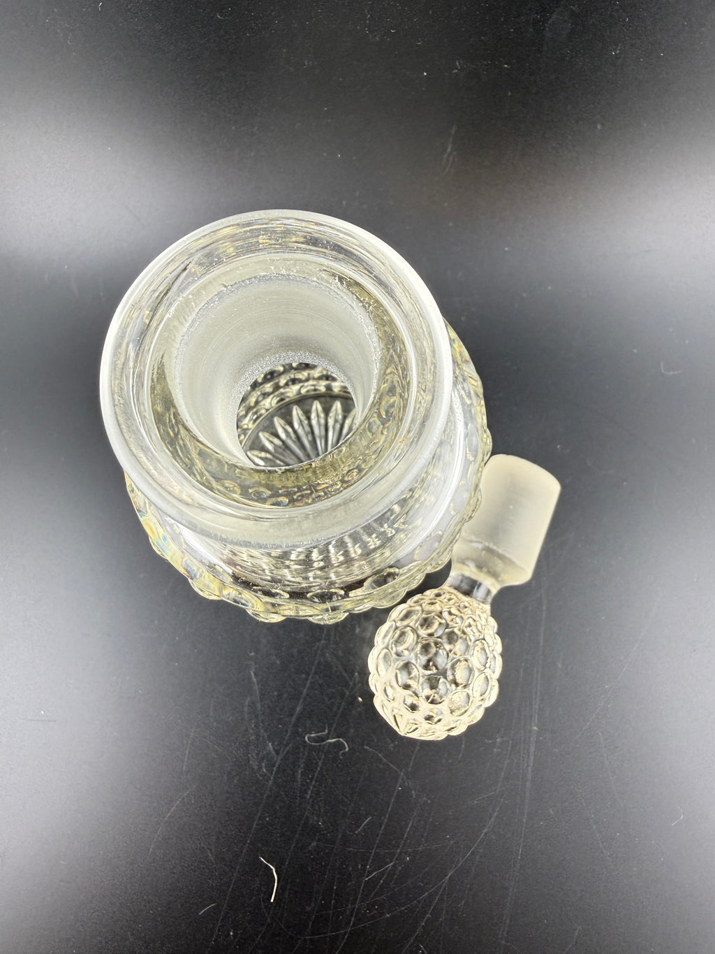 Vintage Clear Hobnail Glass Perfume Bottle with Matching Hobnail Ball Stopper