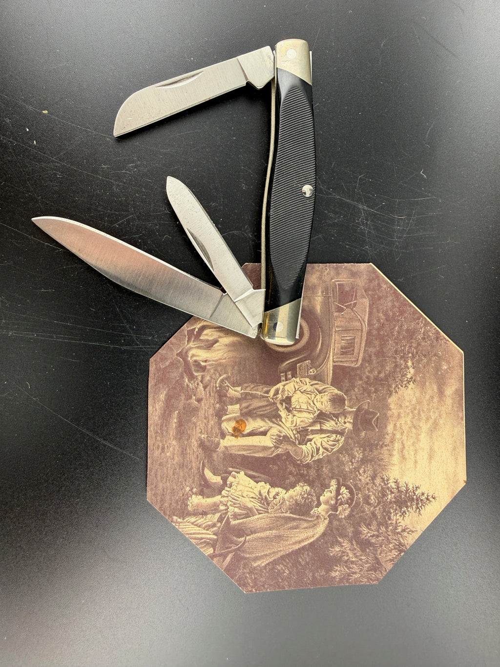 Buck Knives 303 Cadet 3-Blade Stockman Pocket Knife — "Fire Light" Edition, Mint in Original Tin, USA