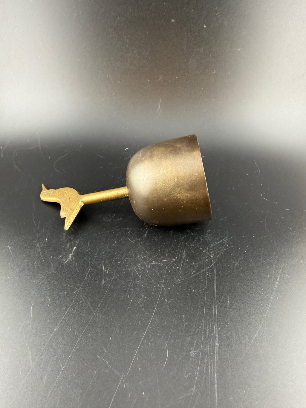 Vintage Brass Bird Bell with Kingfisher Topper — 3.75" Tall