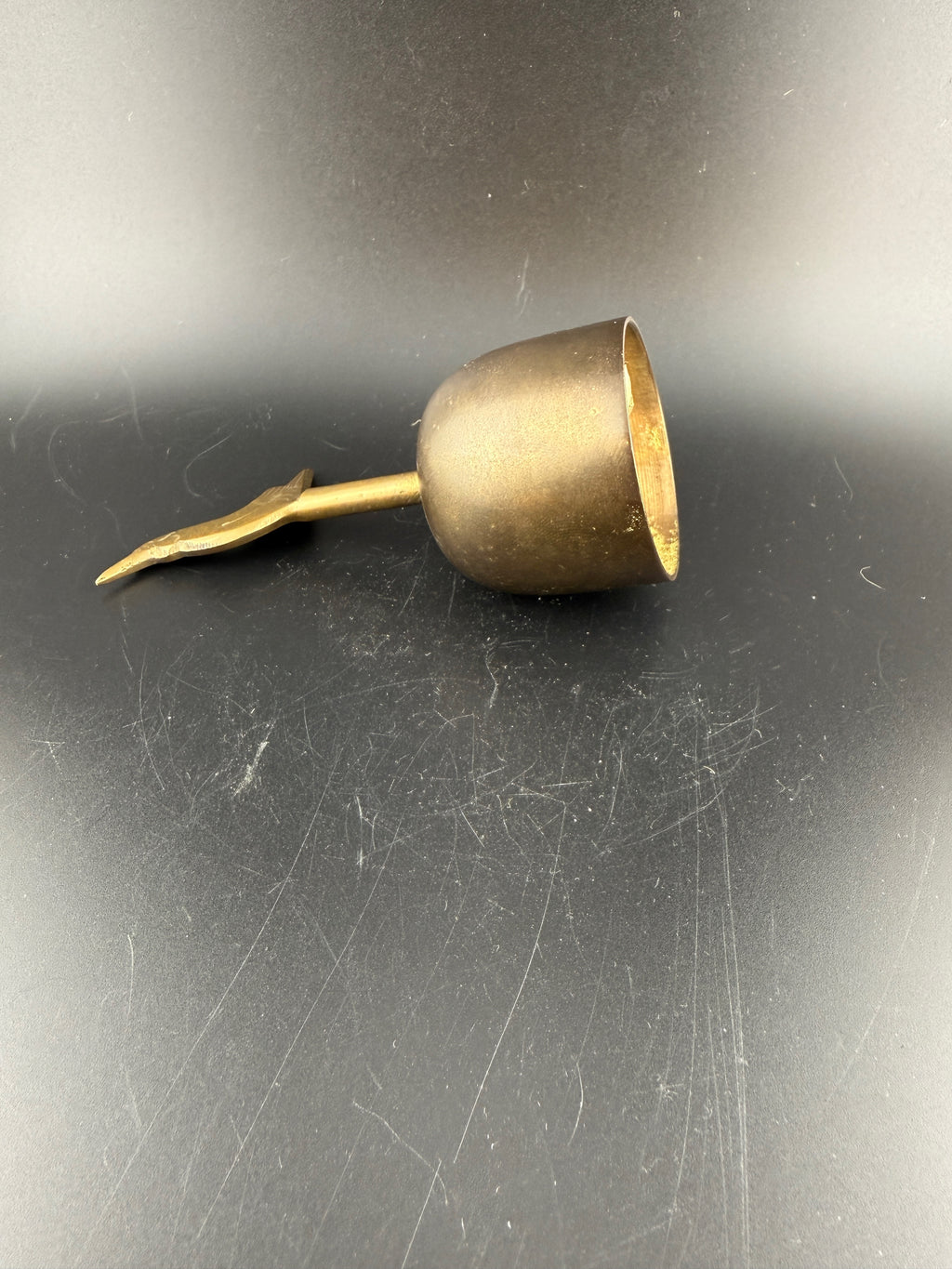 Vintage Brass Bird Bell with Kingfisher Topper — 3.75" Tall