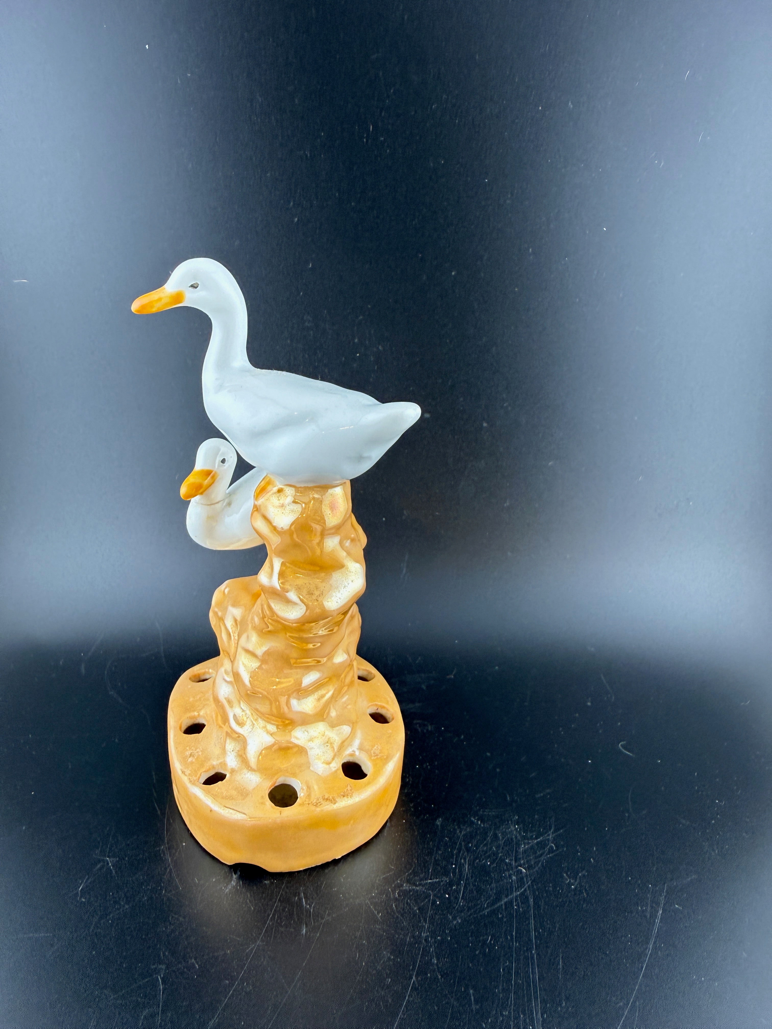 Vintage Duck Duo Flower Frog – Made in Japan
