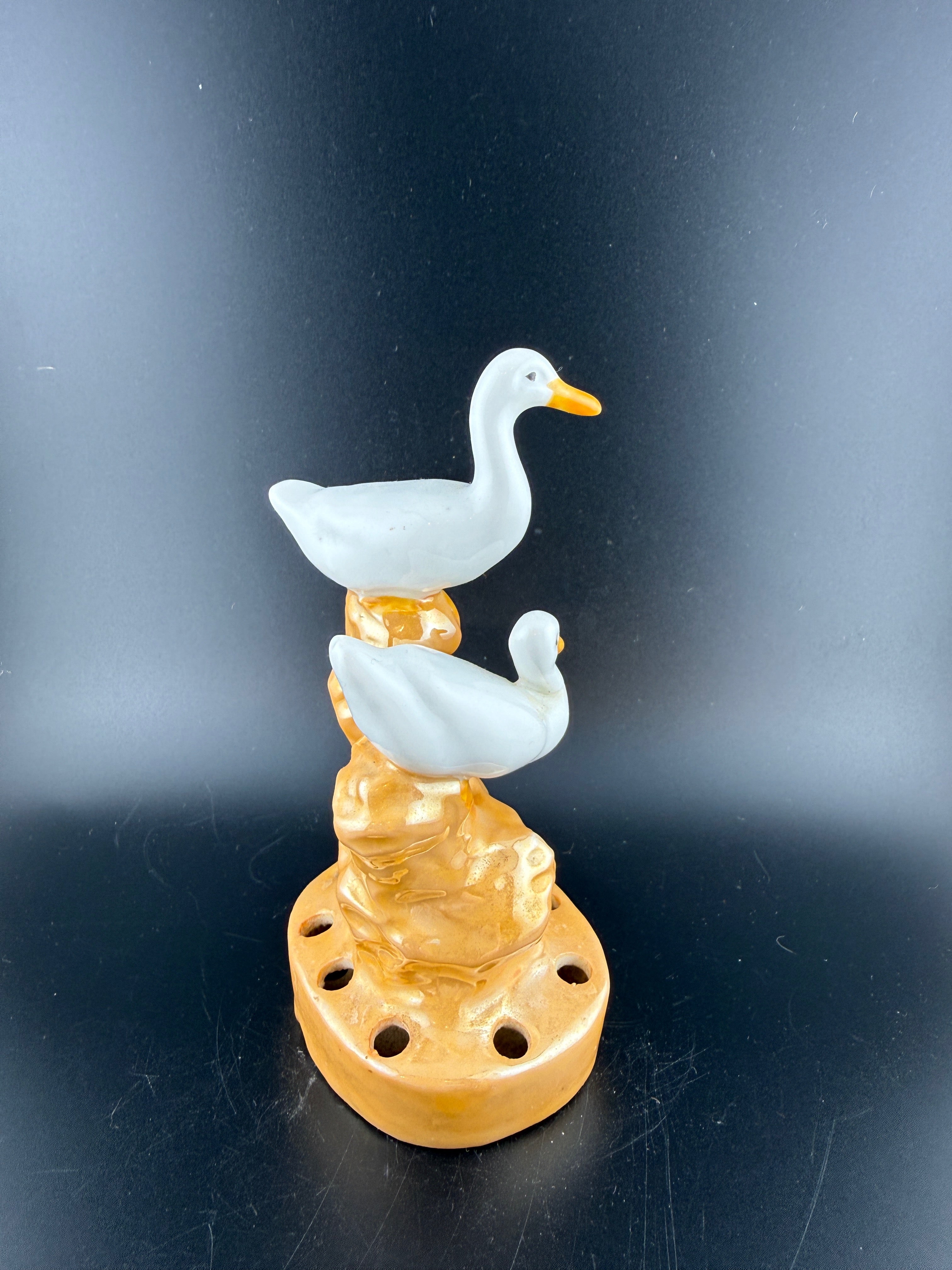 Vintage Duck Duo Flower Frog – Made in Japan