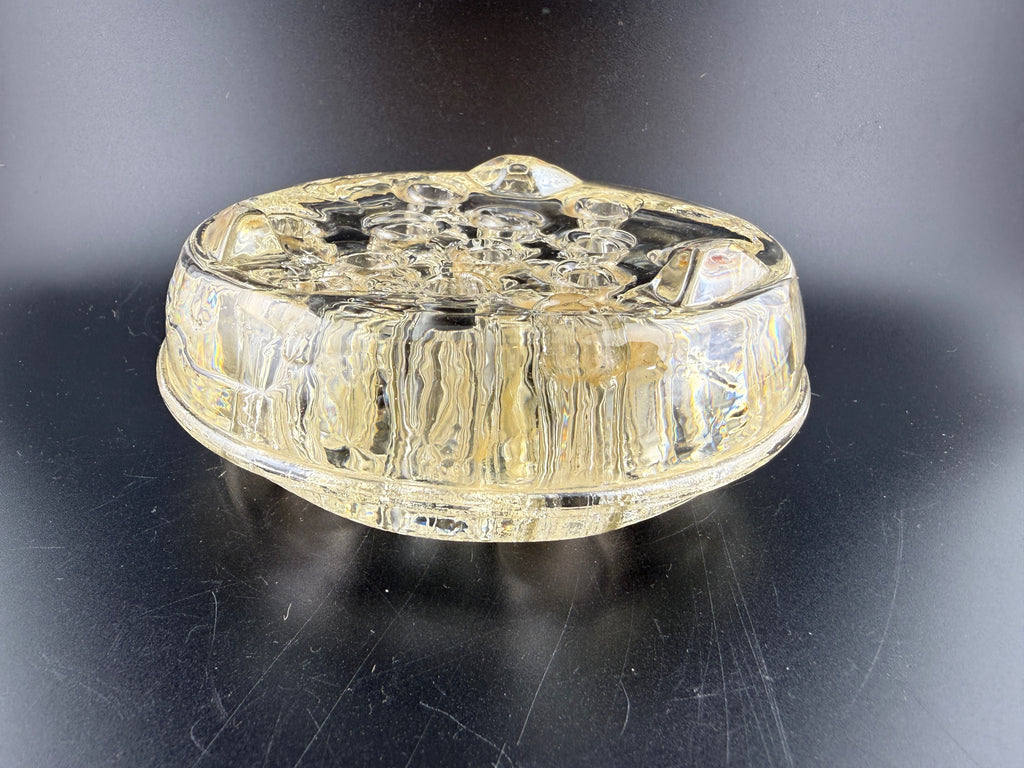 Vintage Clear Glass Tube Flower Frog – 4.75" Round