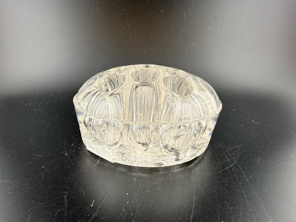 Vintage Domed Clear Glass Tube Flower Frog – 3.25" Round