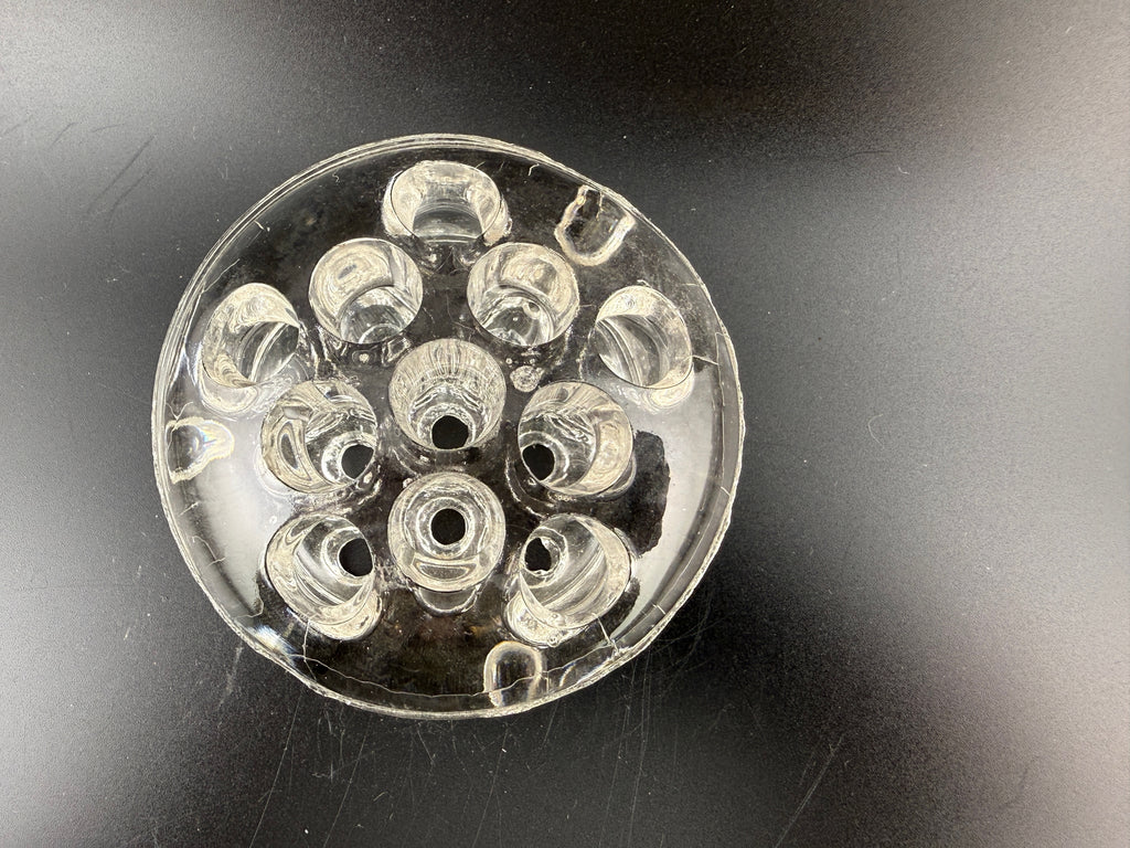 Vintage Domed Clear Glass Tube Flower Frog – 3.25" Round