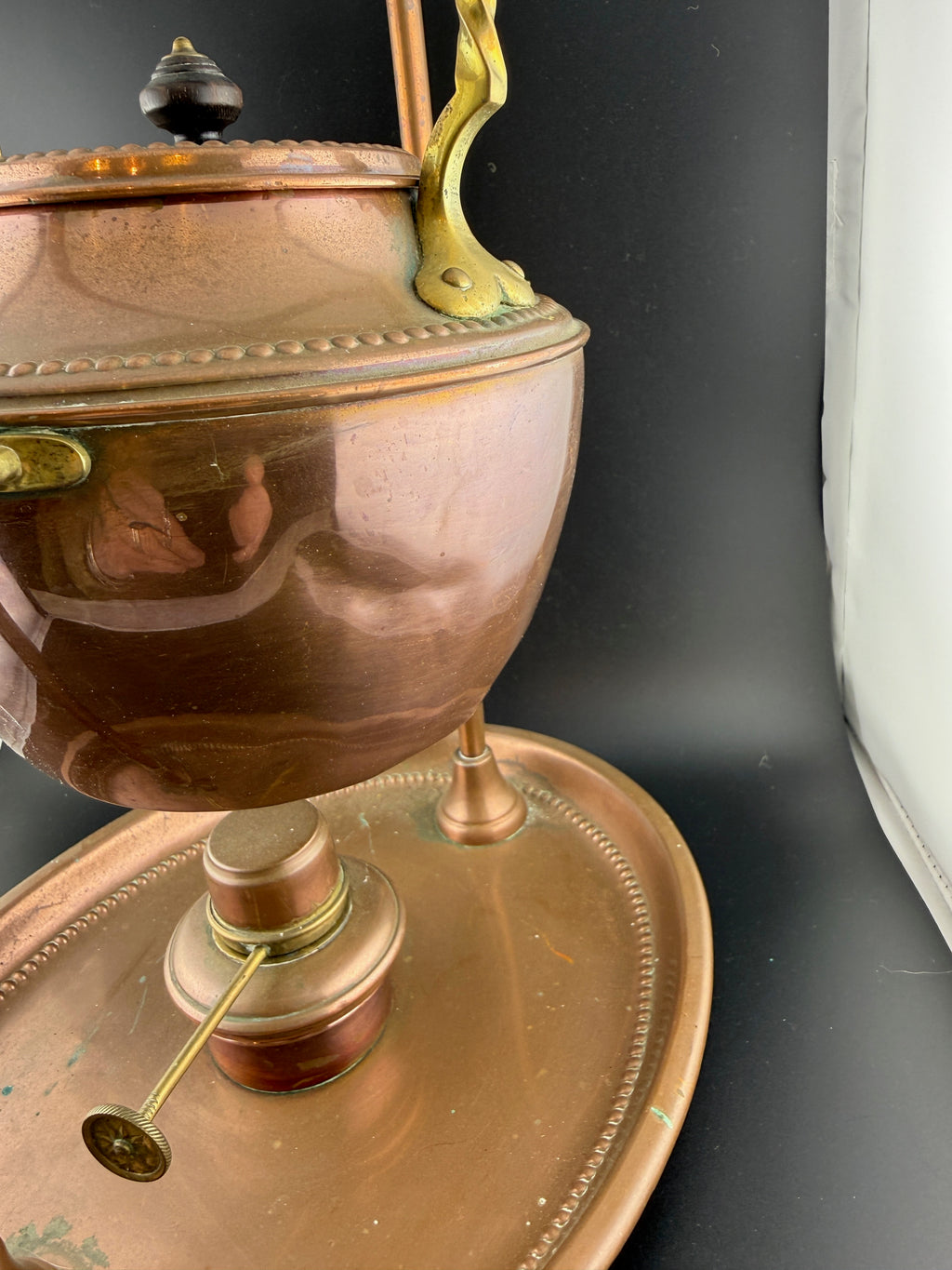 Antique Henry Loveridge Arts & Crafts Copper & Brass Tilting Kettle on Stand