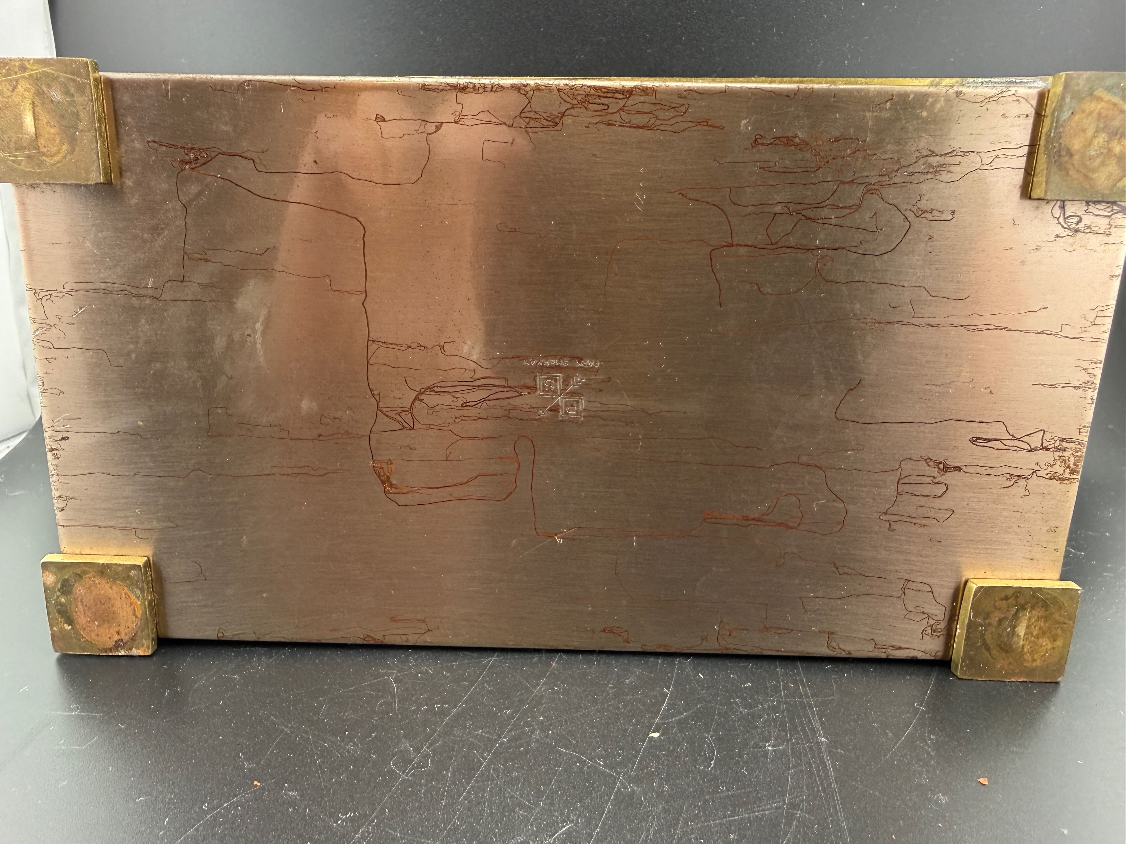 Red Morocco Leather Cigarette Case — Gold Tooled, Gilt Interior, Brass Corners