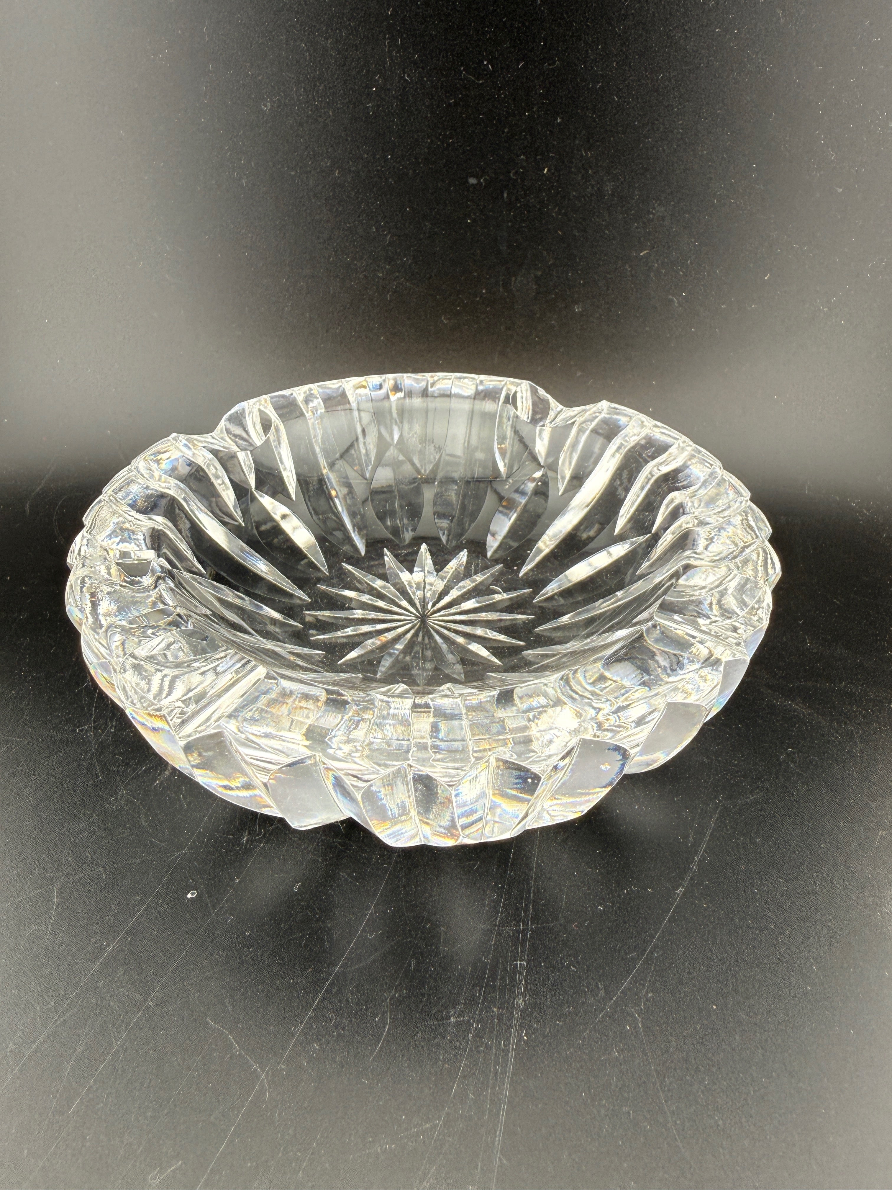 Waterford Crystal Ashtray — Starburst & Fan Cut, 4.5"