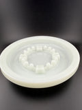 Fenton Milk Glass Ashtray — Crown Peg Ring, Crosshatch Base, 8", Mint